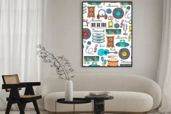 Plakat: Wektor bez szwu z ręcznie rysowane symbole muzyki