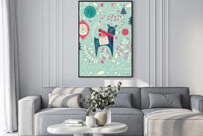 Plakat: Wektor christmas ilustracji z uroczych jelenia