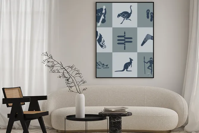 Plakat: Wektor czarny australia płaskim podróży