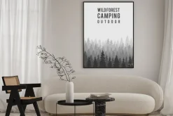 Plakat: Wektor dziki bór tła. kemping na zewnątrz wzór szablonu