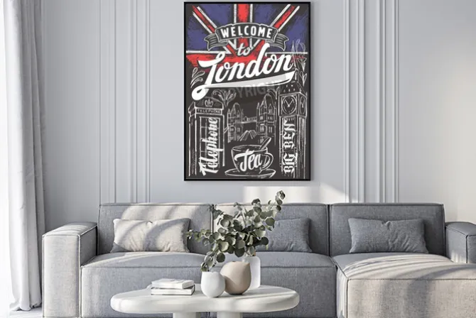 Plakat: Wektor kreda wielkiej brytanii flaga i londyn