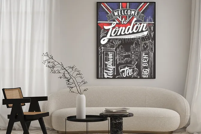 Plakat: Wektor kreda wielkiej brytanii flaga i londyn