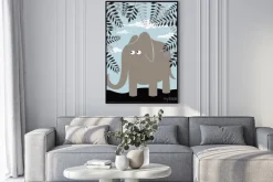 Plakat: Wektor tła z liści i słonia