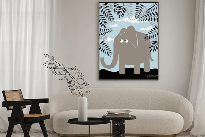 Plakat: Wektor tła z liści i słonia