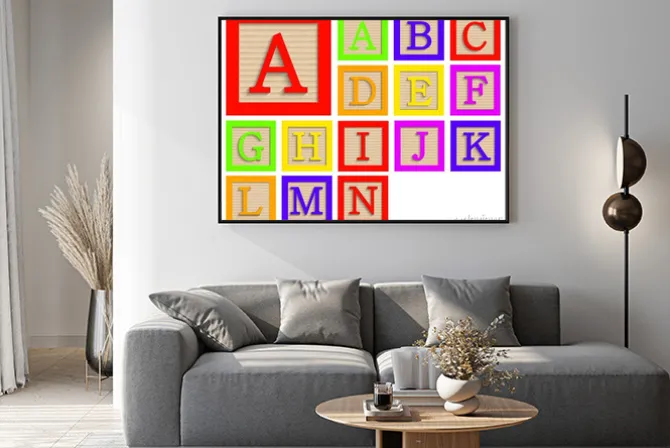 Plakat: Wektor zestaw nowoczesne bloki drewniane alfabetu