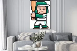 Plakat: Wektorowa ilustracja kreskówka gracz baseballa - piksla projekt