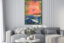 Plakat: Wektorowa śliczna ilustracja wiosna czas, piękny krajobraz z