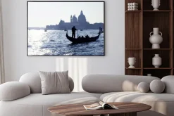 Plakat: Wenecja, canal grande mit gondel und kirche santa maria della