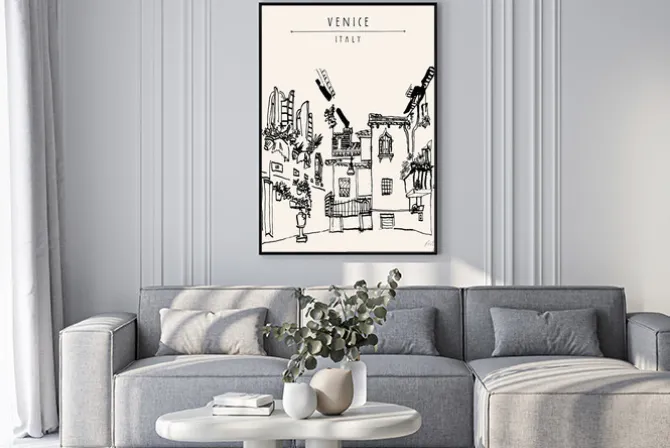 Plakat: Wenecja europa rocznik ręcznie rysowane pocztówki