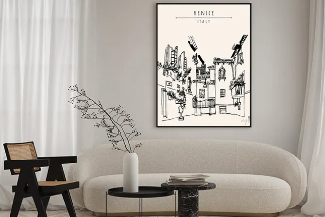 Plakat: Wenecja europa rocznik ręcznie rysowane pocztówki