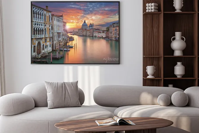 Plakat: Wenecja o zachodzie słońca widok na kanał i bazylikę