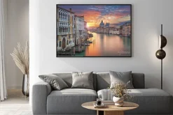 Plakat: Wenecja o zachodzie słońca widok na kanał i bazylikę