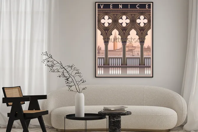 Plakat: Wenecja w stylu pocztówki retro
