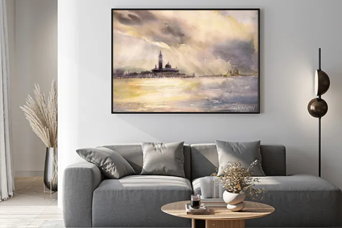 Plakat: Wenecja, włochy na sunset.picture stworzony z akwarelami.