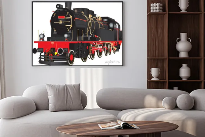 Plakat: Weteran ciężki parowa fracht kolejowy lokomotywa izolowana na