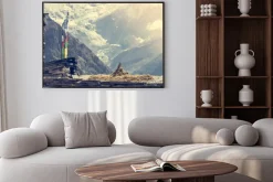 Plakat: Widok na góry, annapurnas w nepalu.