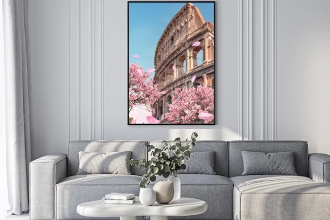 Plakat: Widok na koloseum w rzymie wiosną