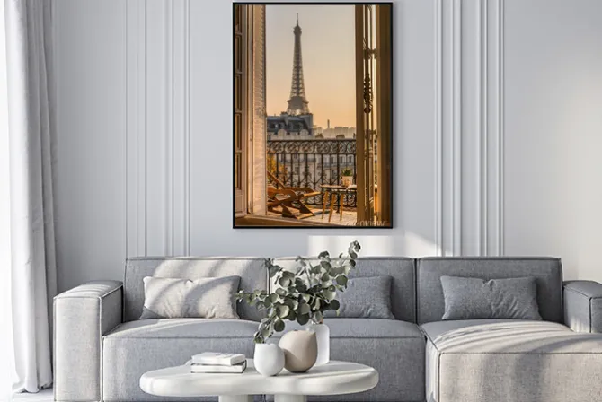 Plakat: Widok na wieżę eiffla