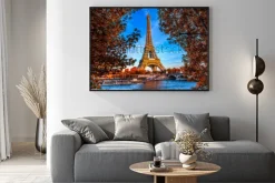 Plakat: Widok na wieżę eiffla jesienią