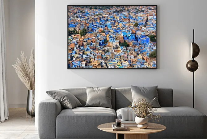 Plakat: Widok z lotu ptaka na miasto w indiach