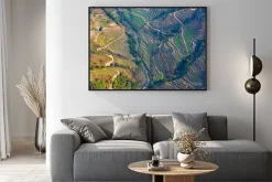 Plakat: Widok z lotu ptaka na polach ryżowych w pobliżu pokhara