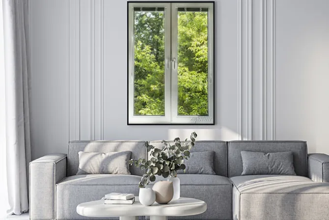 Plakat: Widok z okna na las