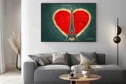 Plakat: Wieża eiffla w paryżu. zarys sylwetki. gradient promienna tło