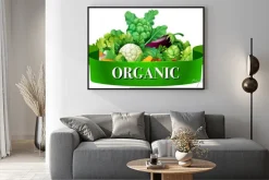 Plakat: Świeże warzywa z szyldem