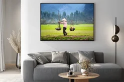 Plakat: Wietnamski rolnik na polu ryżu niełuskanego w ninh binh, tam