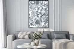 Plakat: Wild flowers blossom branch seamless pattern. vintage botanical