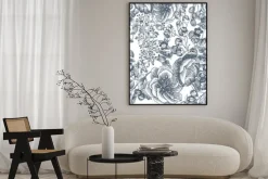 Plakat: Wild flowers blossom branch seamless pattern. vintage botanical