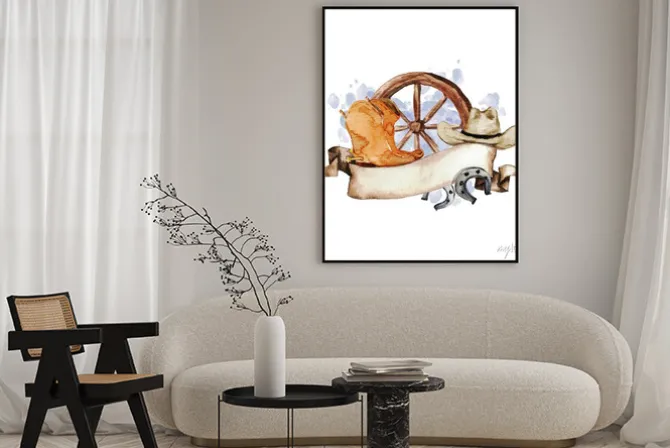 Plakat: Wild west etykieta akwarela z miejscem na tekst