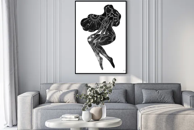 Plakat: Woman body silhouette. raster illustration of a female. raster