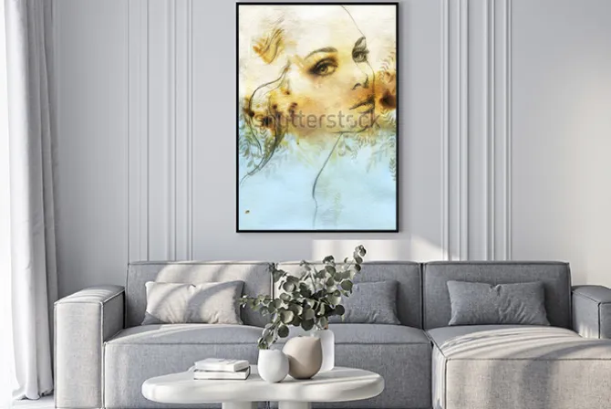 Plakat: Woman face. hand painted fashion illustration