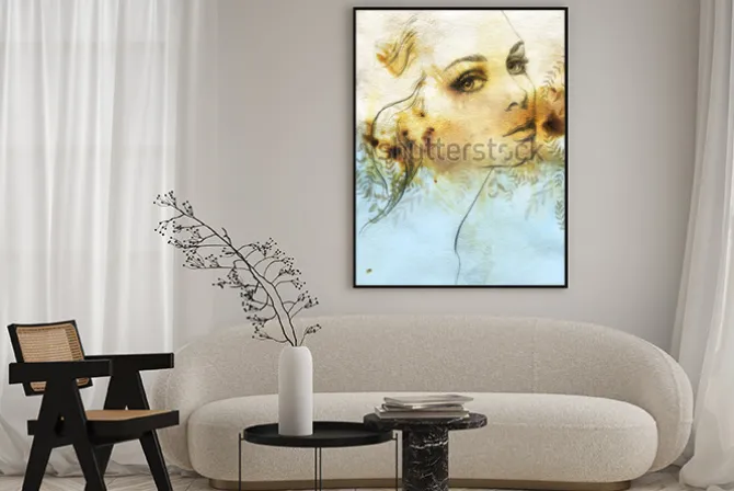 Plakat: Woman face. hand painted fashion illustration