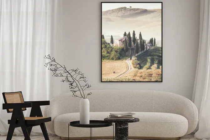 Plakat: Włoski krajobraz dom w toskanii