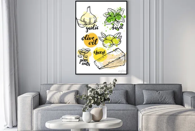 Plakat: Włoskie składniki na pesto