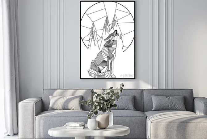 Plakat: Wycie wolf geometric