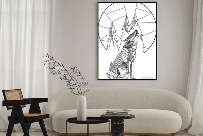 Plakat: Wycie wolf geometric