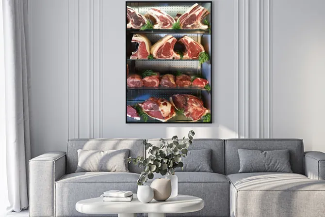 Plakat: Wyświetlacz suchej aged mięsa w butchers shop