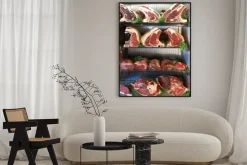Plakat: Wyświetlacz suchej aged mięsa w butchers shop