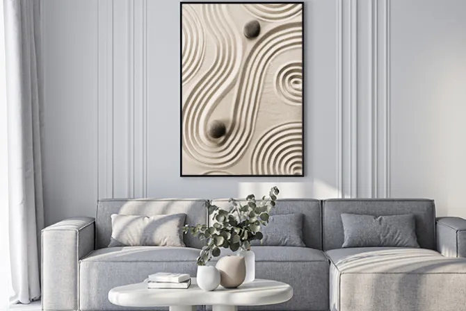 Plakat: Wzory na piachu z kamieniami