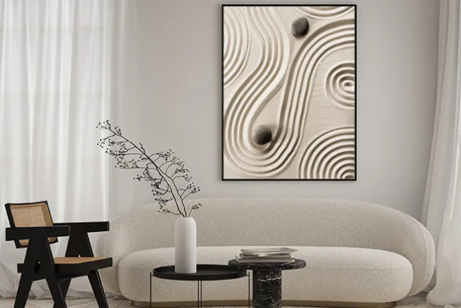 Plakat: Wzory na piachu z kamieniami