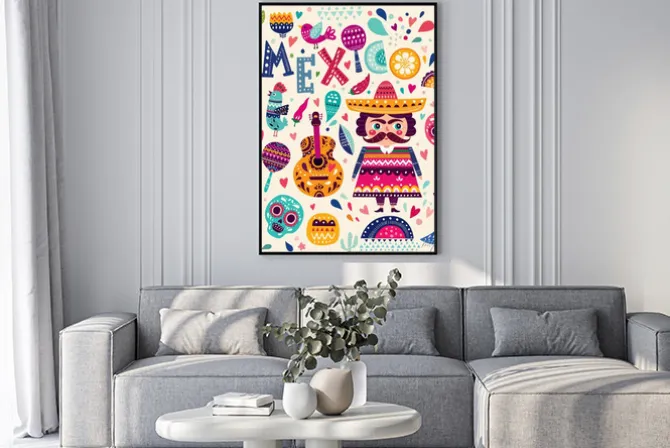 Plakat: Wzorzec z symboli meksyku