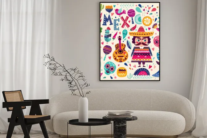 Plakat: Wzorzec z symboli meksyku