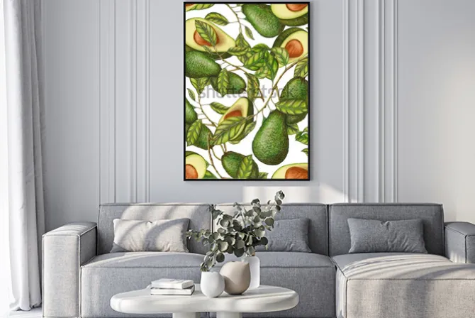 Plakat: Wzór ręcznie rysowane awokado