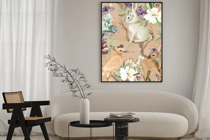 Plakat: Wzór w leśne zwierzęta dla dziewczynki