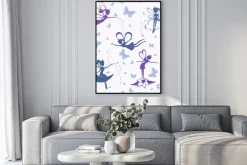 Plakat: Wzór z wróżkami i motylami