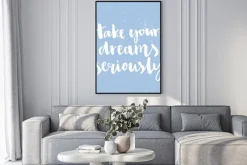 Plakat: Zabierz swoje marzenia poważnie. inspirujący cytat odręcznie