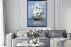 Plakat: Zabytkowy statek na morzu